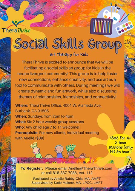 Photo of TheraThrive Art Social Skills Therapy Group Flyer 