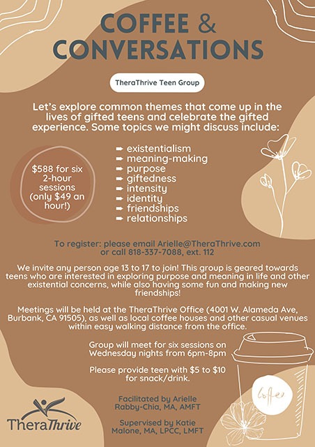 Photo of TheraThrive Art Social Skills Therapy Group Flyer 