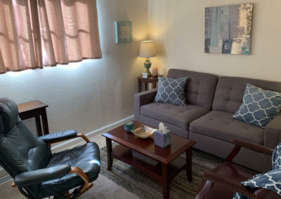 Photo of a Lafayette counseling office couch area (room 2).